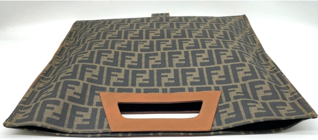 Fendi Zucca Print Fold - over Tote Clutch - LuxeLadyConnoisseur