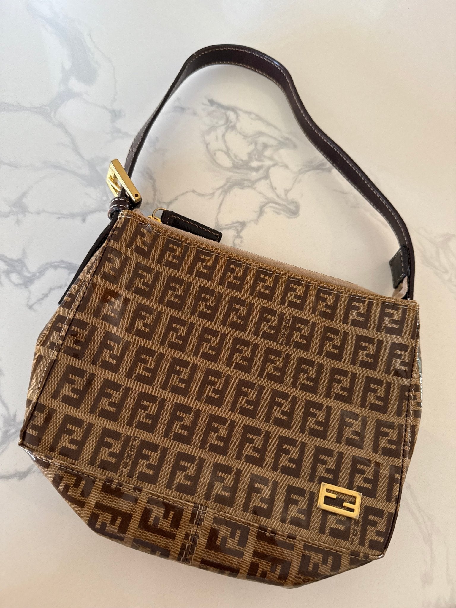 Fendi Pouch PVC Zucca Print - LuxeLadyConnoisseur