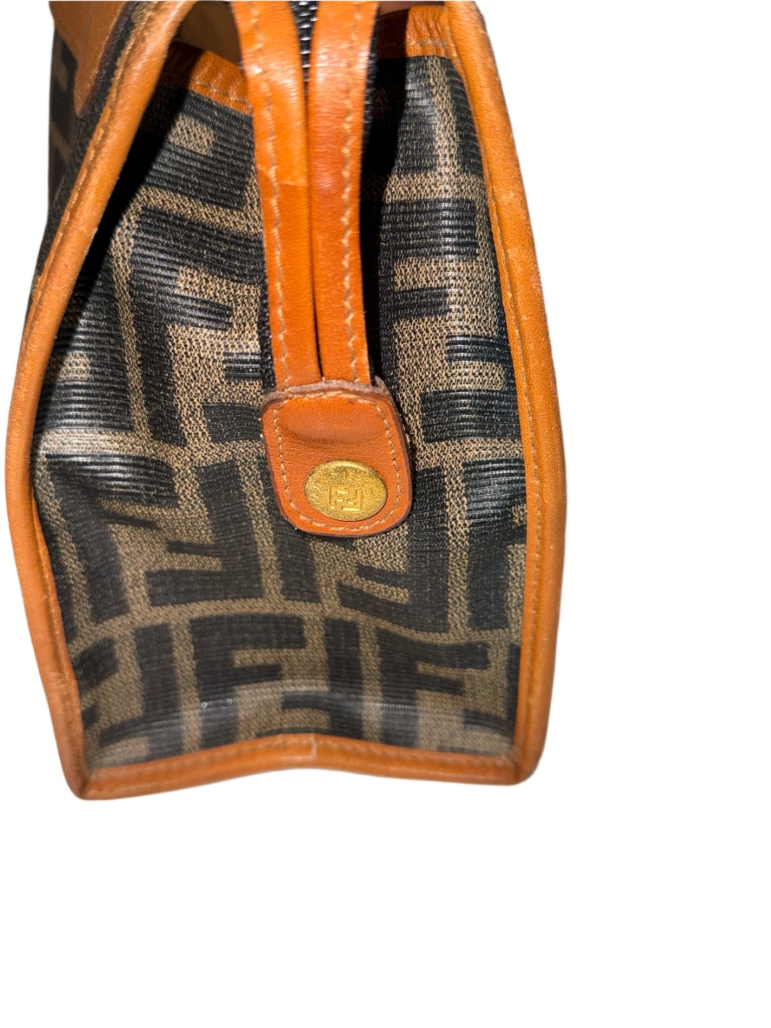 Fendi Zucca Print Coasted Canvas Clutch Cosmetic Bag - LuxeLadyConnoisseur