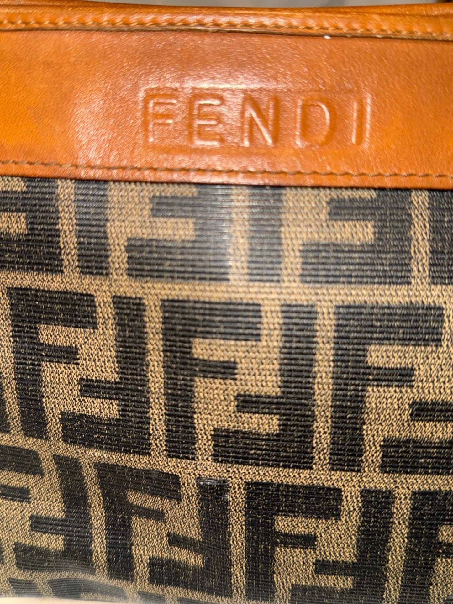 Fendi Zucca Print Coasted Canvas Clutch Cosmetic Bag - LuxeLadyConnoisseur