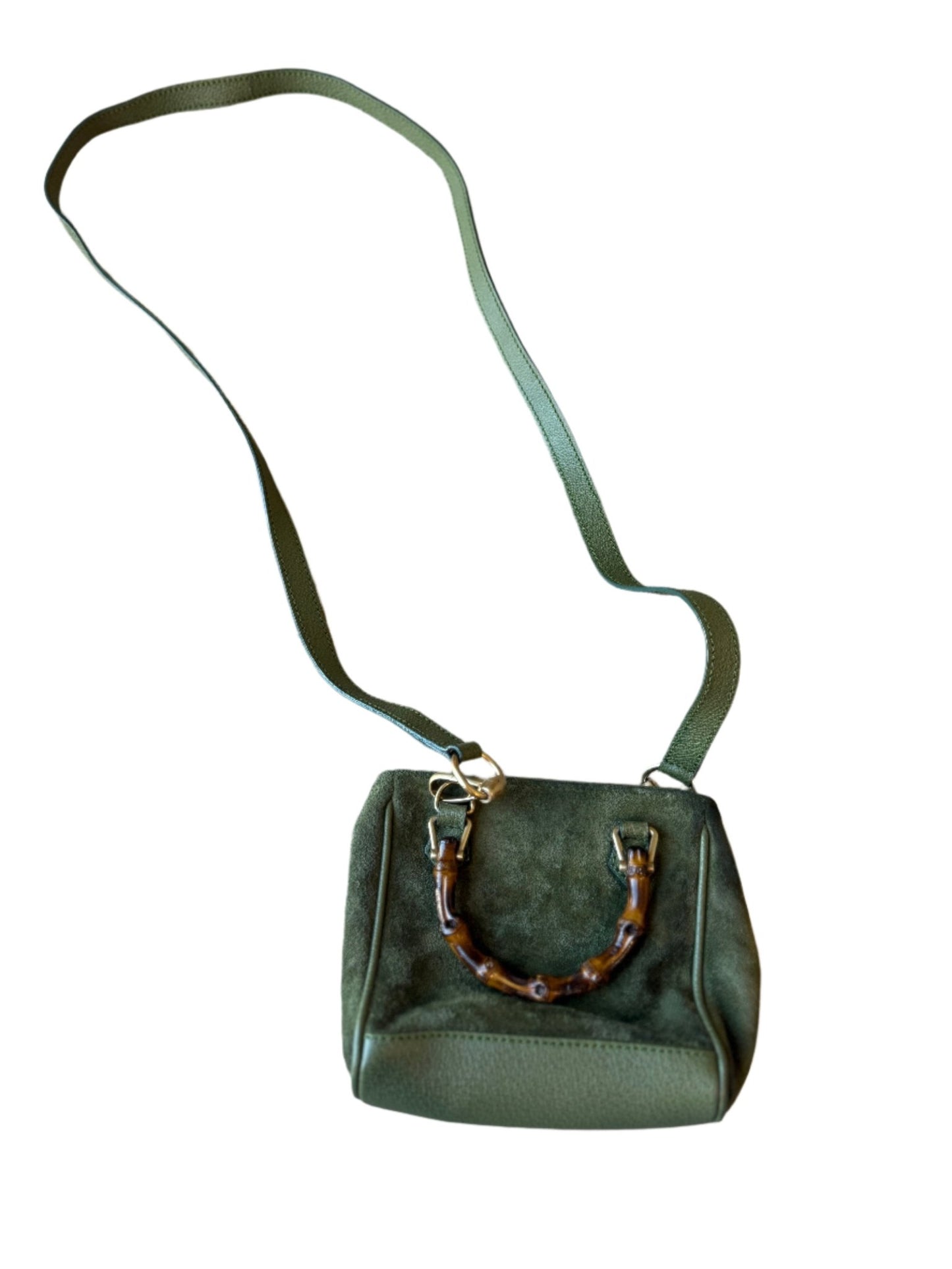 Vintage Gucci Bamboo Suede Diana Crossbody - LuxeLadyConnoisseur