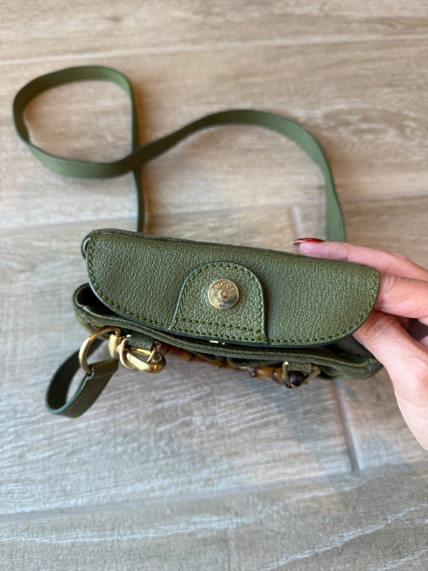 Vintage Gucci Bamboo Suede Diana Crossbody - LuxeLadyConnoisseur